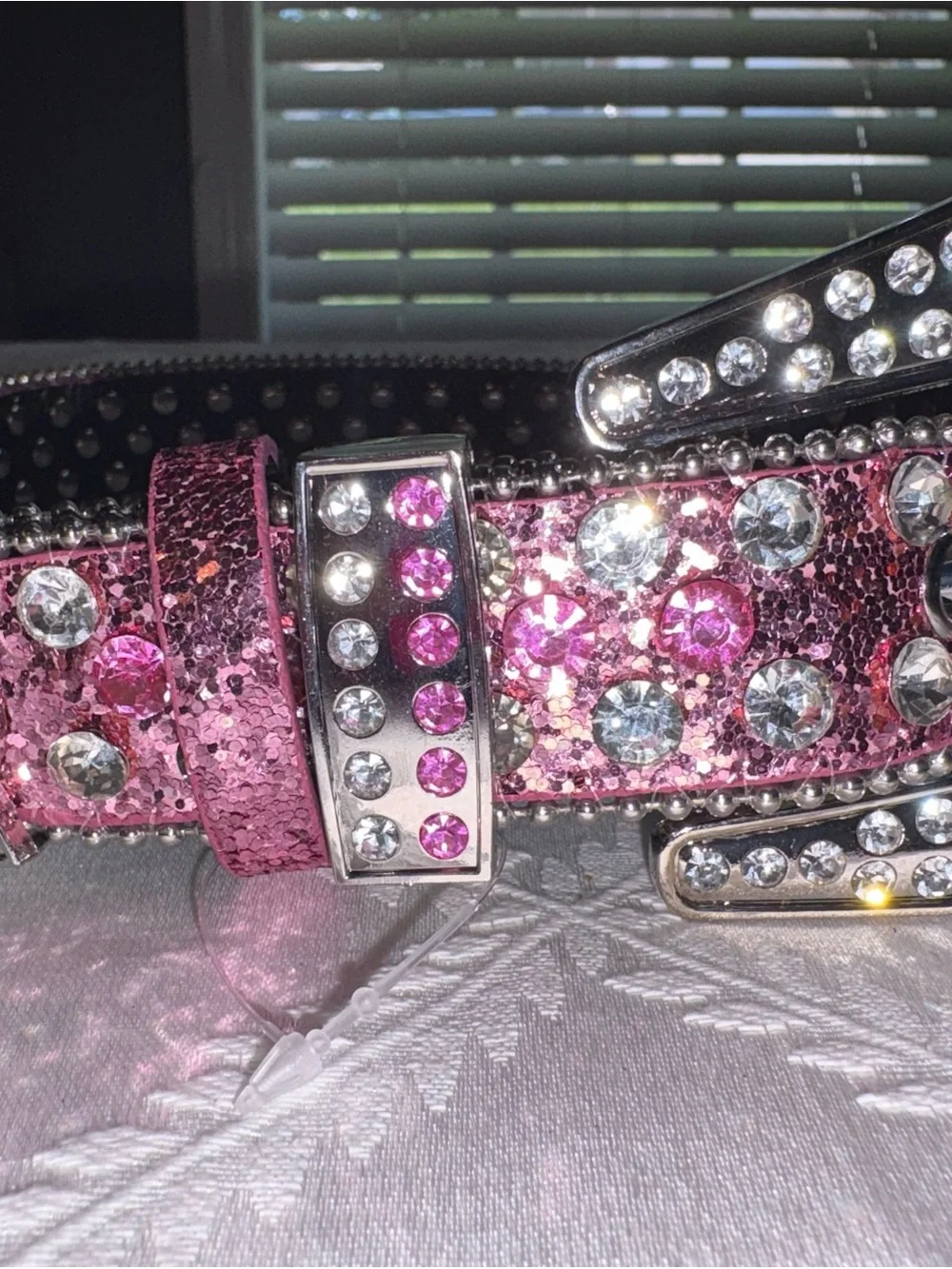 Girls Pink Sequin Rhinestone Accent Belt